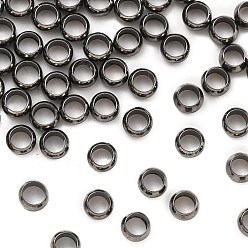 Черный Зажимные бусины из латуни, чёрные, 3.5x2 мм, отверстие : 2 мм