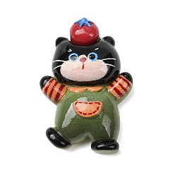 Cat Shape Кабошоны из непрозрачной смолы на тему животных, оливковый, форма кошки, 31.5x22x10 мм