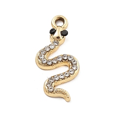 Золотой Подвески из сплава и страза, УФ-покрытием, змея, золотые, 23x11x2.5 мм, отверстие : 1.6 мм