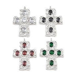 (52) Непрозрачная лаванда 304 микро нержавеющей стали прокладывать Цирконом подвески, крест прелести, цвет нержавеющей стали, разноцветные, 43.5x32.5x4 мм, отверстие : 2.8 мм