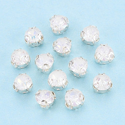 Кристалл Пришить бусины монте из стразов, с настройками латуни, аксессуары для одежды, плоско-круглые, кристалл, 4.2~4.9x3.8 мм, отверстие : 0.8 мм, около 1440 шт / упаковка