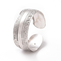 Треугольник Богемный браслет в тибетском стиле из сплава с толстой открытой манжетой для женщин, треугольник шаблон, внутренний диаметр: 2-1/4 дюйм (5.8 см), широк: 24.5 мм