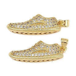 Shoes Латунные микро проложить кубического циркония подвески, реальный 18 k позолоченный, без кадмия и без свинца, стойки покрытие, долговечный, обуви, 11x30x7 мм, отверстие : 3.5x3.5 мм