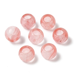 Вишневый Кварц Вишня кварцевое стекло европейский бисер, бусины с большим отверстием, рондель, 12~12.5x9~10.5 мм, отверстие : 5.5~6 мм