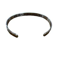 Нержавеющая Сталь Цвет Вдохновляющие 304 браслеты-манжеты из нержавеющей стали, слова, цвет нержавеющей стали, 6-1/4x1/4 дюйм (16x0.6 см)