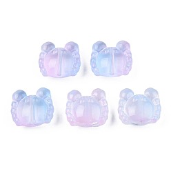 Himmelblau Transparente sprühlackierte Glasperlen, Ton zwei, Krabbe, Himmelblau, 13x14x6.5 mm, Bohrung: 1 mm