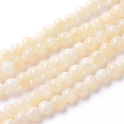 Желтый Нефрит Естественный желтый нефрит бисер нитей, окрашенные, круглые, 4 мм, отверстие : 0.8 мм, около 94 шт / нитка, 15.75 дюйм (40 см)