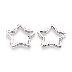 Stainless Steel Color Tarnish Resistant 304 Stainless Steel Split Key Rings, Keychain Clasp Findings, Star, Stainless Steel Color, 33x34.5x3mm, Inner: 27~28mm