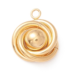 Golden PVD-Vakuumbeschichtung 304 Anhänger aus Edelstahl, 201 mit Edelstahlkugeln, trizyklisch, golden, 20x16x8 mm, Bohrung: 2 mm