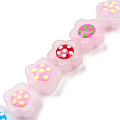 Разноцветный Стеклянные бусины, бусины ручной работы, с эмалью, цветок, красочный, 14.5~15x14x8~8.5 мм, отверстие : 1 мм, около 25 шт / нитка, 13.46'' (34.2 см)