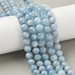 Аквамарин Природные Аквамарин бисер нитей, круглые, 8~9 мм, отверстие : 1 мм, около 45 шт / нитка, 15.75'' (40 см)