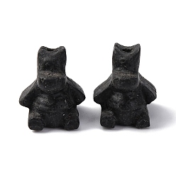 Черный Киноварь бисера, резные лакированные, медведь, чёрные, 17x15x14.5 мм, отверстие : 1.5 мм