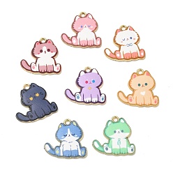 (52) Непрозрачная лаванда Подвески из эмали и сплава, без кадмия, без никеля и без свинца, золотые, кошачье очарование, разноцветные, 19.5x19.5x1.5 мм, отверстие : 1.8 мм