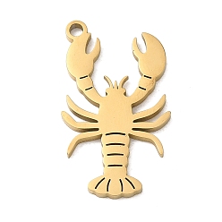 Real 18K Gold Plated 304 Stainless Steel Pendants, Lobster Charms, Ion Plating(IP), Real 18K Gold Plated, 25x14x1.3mm, Hole: 1.6mm