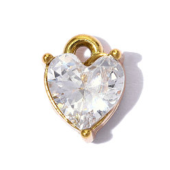 Прозрачный День святого Валентина 304 подвески из нержавеющей стали, с кубического циркония, сердце прелести, зеркальная полировка, ионное покрытие (ip), реальный 18 k позолоченный, прозрачные, 9x7 мм, отверстие : 0.8 мм