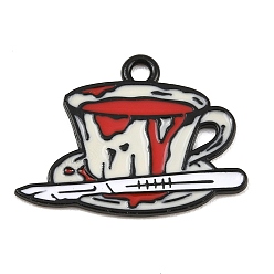 Drink Подвески из сплава хэллоуина с эмалью, чёрные, пить чары, 19x26x1.2 мм, отверстие : 2 мм