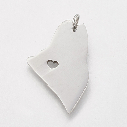 Stainless Steel Color 201 Stainless Steel Pendants, Map of Maine, Stainless Steel Color, 28x17x1mm, Hole: 3mm