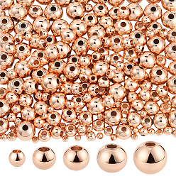 Розовое Золото 250шт 5 стили стойка покрытие латунные распорные бусины, долговечный, круглые, розовое золото , 2~6 мм, отверстие : 0.8~1.5 мм, 50 шт / стиль