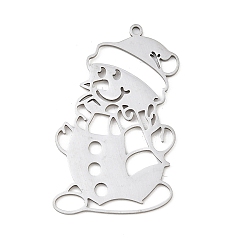 Santa Claus Рождественские 201 подвески из нержавеющей стали, Дед Мороз, 38x24x1 мм, отверстие : 1.5 мм