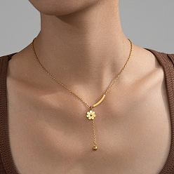 Золотой Ромашка цветок 304 ожерелья из нержавеющей стали, золотые, 16.14 дюйм (41 см)