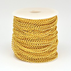 Gold Electroplate Iron Curb Chains, Unwelded, with Spool, Lead Free & Nickel Free, Gold, 5x3x1mm, about 164.04 Feet(50m)/roll