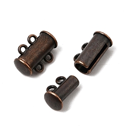 Rotkupfer 2-Stränge 4-Löcher Rohr Messing Magnet Gleitverschluß Spangen, Nickel frei, Rotkupfer, 16x10x7 mm, Bohrung: 1.5 mm