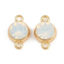 Прозрачный Шармы-соединители из латуни с паве из кубического циркония, плоские круглые ссылки, реальный 18 k позолоченный, прозрачные, 12.5x8x5 мм, отверстие : 1.4 мм