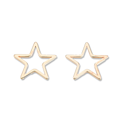 Real 18K Gold Plated Brass Linking Rings, Cadmium Free & Nickel Free & Lead Free, Star, Real 18K Gold Plated, 17x18x1mm, Inner Diameter: 8x8.5mm