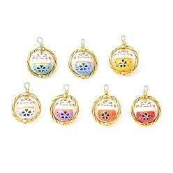 (52) Непрозрачная лаванда Фарфора ручной работы подвески, форма кошки, со связующими кольцами из сплава, разноцветные, 28~28.5x21x11.5 мм, отверстие : 2.7 мм