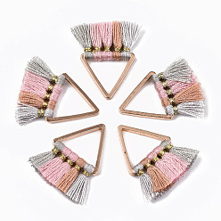 Разноцветный Полиэстер кисточкой подвески, с позолоченными соединительными кольцами из латуни, красочный, 22x15~20x2 мм