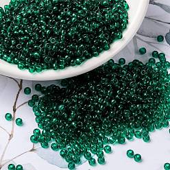 (RR147) Transparent Emerald Миюки круглые бусины рокайль, японский бисер, 8/0, (rr 147) прозрачный изумруд, 3 мм, отверстие : 1 мм, Около 422~455 шт / 10 г