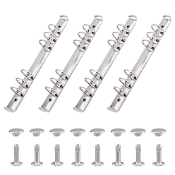 Нержавеющая Сталь Цвет Стальные переплетные гребни, 6-кольцевой переплет для переплета на петлях, гребенчатые связывающие шипы, цвет нержавеющей стали, 227x20x32 мм, отверстие : 4.5 мм, внутренний диаметр: 25 мм