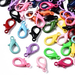 Mixed Color Spray Painted Eco-Friendly Alloy Lobster Claw Clasps, Cadmium Free & Nickel Free & Lead Free, Mixed Color, 16.5x9.5x4mm, Hole: 1.6mm