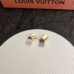 Платиновый & Золотой Серьги-гвоздики из сплава с прямоугольной подвеской, платиной и золотом, 25x9 мм