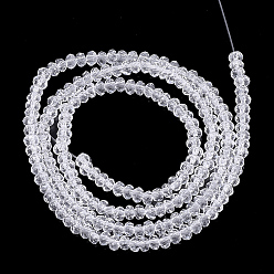 Clear Glass Beads Strands, Faceted, Rondelle, Clear, 2~2.5x1~1.5mm, Hole: 0.5mm, about 165~170pcs/strand, 11.81 inch~12.20 inch(30~31cm)