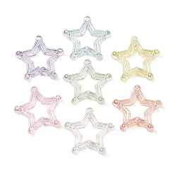 Mixed Color Transparent UV Plating Acrylic Beads, Iridescent, Star, Mixed Color, 27.5x29.5x8mm, Hole: 3mm