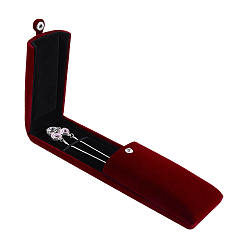 Rojo Oscuro Cajas de terciopelo para embalar joyas, ideales para collares., Rectángulo, de color rojo oscuro, 22.6x6.1x4 cm