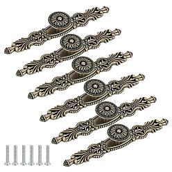 Antique Bronze Flower Zinc Alloy Drawer Handle, with Screw, Cabinet Knobs, Drawer Pulls Handle, Antique Bronze, 168x21x23mm