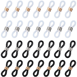 (52) Непрозрачная лаванда 120шт 4 цвета силиконовые очки цепочки петли концы, держатели цепных петель с железными фурнитурами, регулируемый фиксатор цепочки, аксессуары для очков, разноцветные, 21x7x4.5 мм, 30 шт / цвет