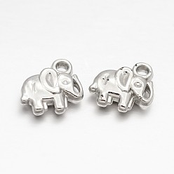 Platinum CCB Plastic Elephant Charms, Platinum, 11x12x3.5mm, Hole: 2mm