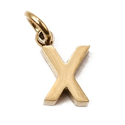 Letter X 304 Edelstahl Reize, Brief Reize, poliert, Ionenbeschichtung (ip), echt 18 k vergoldet, Buchstabe x, 8x4.5x2 mm, Bohrung: 2.5 mm