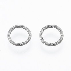 Нержавеющая Сталь Цвет Не тускнеет 304 открытые соединительные кольца из нержавеющей стали, алмазная огранка текстурированная круглая, цвет нержавеющей стали, 8x1 мм, 18 датчик, внутренний диаметр: 8 мм