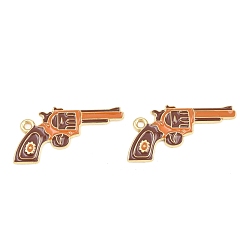 Сэнди Коричневый Подвески из сплава и эмали в стиле ковбоев на западе, оружейные прелести, золотые, песчаный коричневый, 31.5~32x16x2 мм, отверстие : 1.8 мм