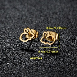 Кролик 201 из нержавеющей стали серьги, золотые, кролик, 6x7 мм