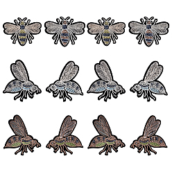 (52) Непрозрачная лаванда 12 шт. 6 стили нашивки из пчелиного бархата с термоприклеиванием/пришиванием, термоклей, аппликации из ткани, со стеклом и бисером, разноцветные, 52~63x71~80x3~4 мм, 2 шт / стиль