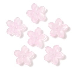 Pink Прозрачная аэрозольная краска стеклянные шарики, цветок, розовые, 15.5x16x3.5 мм, отверстие : 1.8 мм