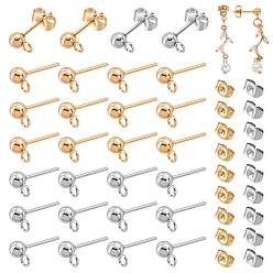 (52) Непрозрачная лаванда 304 Выводы серьги из нержавеющей стали шпилька, разноцветные, 40 шт / коробка