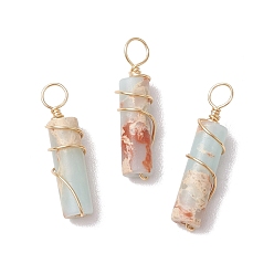 Античный Белый Подвески из окрашенной синтетической императорской колонны из медной проволоки, золотые, старинный белый, 19.5x5.5 мм, отверстие : 2.5 мм