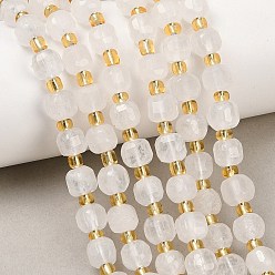 Rainbow Moonstone Бусины из натурального радужного лунного камня, граненые настольные бусины в форме куба, с бисером, 7~7.5x7~7.5x7~7.5 мм, отверстие : 0.7 мм, около 38 шт / нитка, 14.88'' (37.8 см)