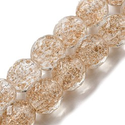 Прозрачный Ручной золотой песок бусины бисер нитей, граненые, круглые, прозрачные, 11.5~12x12~12.5 мм, отверстие : 1.5~1.8 мм, около 40 шт / нитка, 18.90 дюйм (48 см)